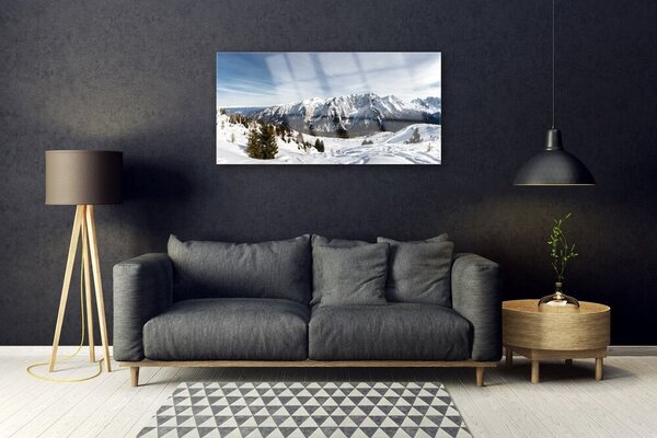 Quadro su vetro Paesaggio montano 100x50 cm 2 appendini