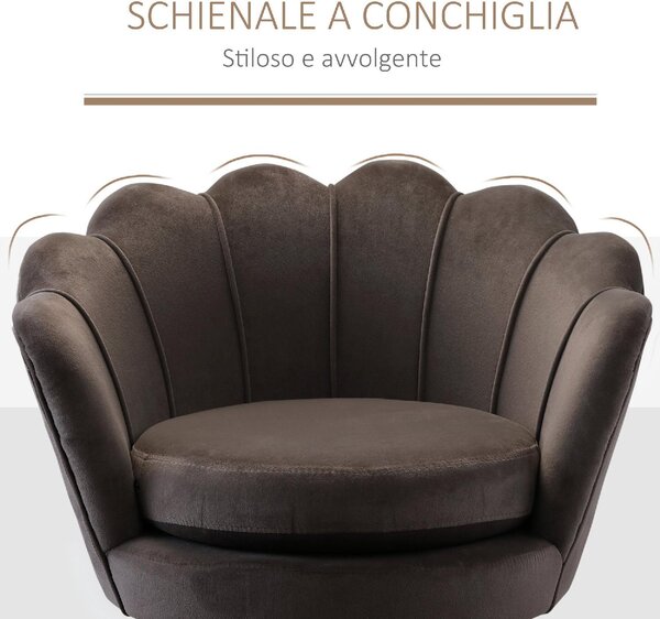DecHome Poltrona Vintage in Velluto Dimensioni 76x67x74 colore Grigio