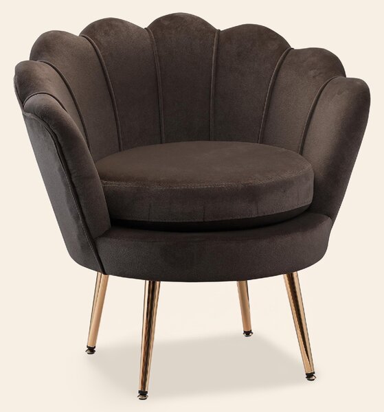 DecHome Poltrona Vintage in Velluto Dimensioni 76x67x74 colore Grigio