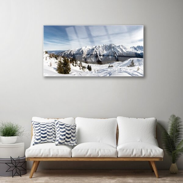 Quadro su vetro Paesaggio montano 100x50 cm 2 appendini