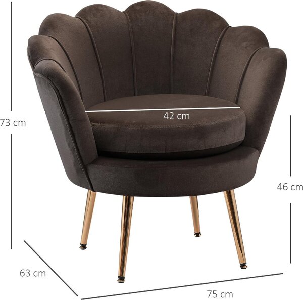 DecHome Poltrona Vintage in Velluto Dimensioni 76x67x74 colore Grigio
