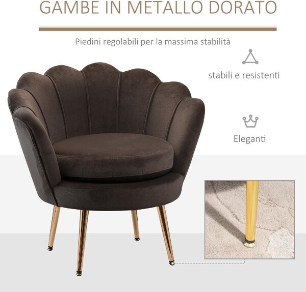 DecHome Poltrona Vintage in Velluto Dimensioni 76x67x74 colore Grigio