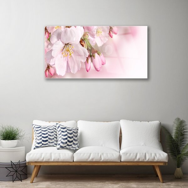 Quadro di vetro Fiori da parete 100x50 cm 2 appendini