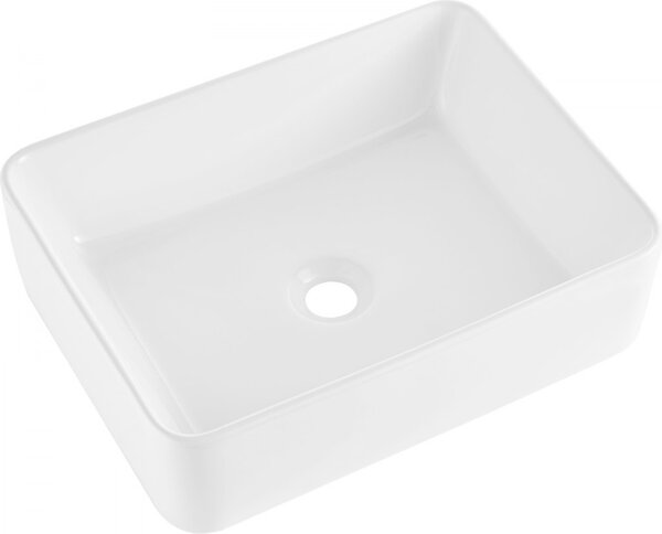 Lavabo moderno in Vetroceramica - Lavabo da bagno bianco - 482x373x135mm - Sanitari in Vetroceramica di alta qualità - Design elegante - Facile manutenzione