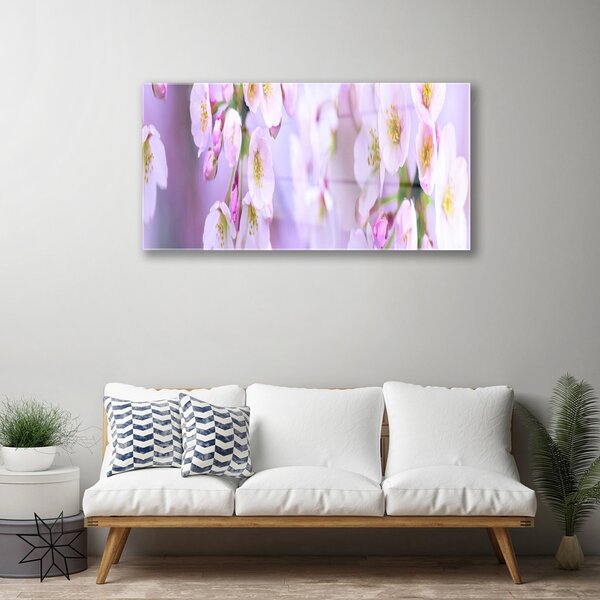 Quadro in vetro Fiori da parete 100x50 cm 2 appendini