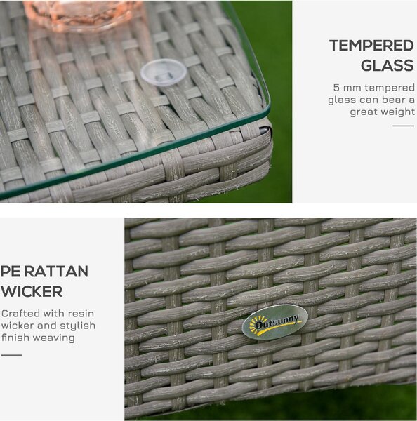 VivaGarden Salotto da Giardino con 2 Poltrone e Tavolino con Cuscini in Rattan PE colore Grigio