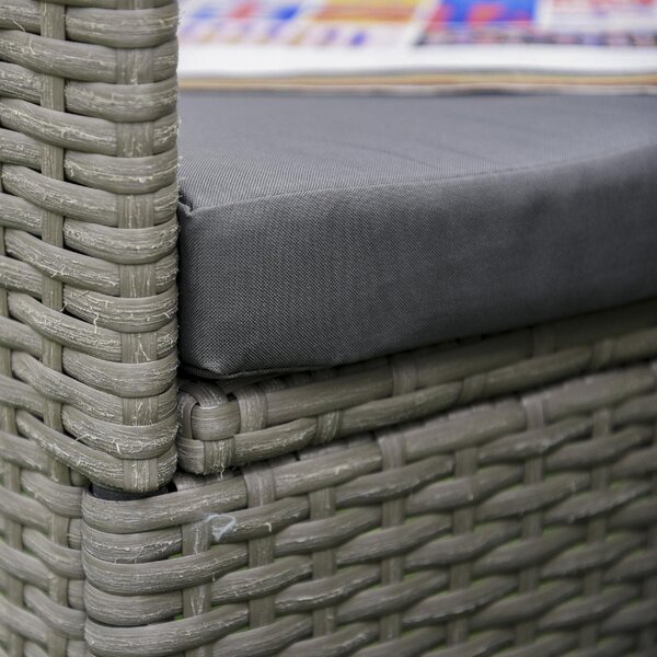 VivaGarden Salotto da Giardino con 2 Poltrone e Tavolino con Cuscini in Rattan PE colore Grigio