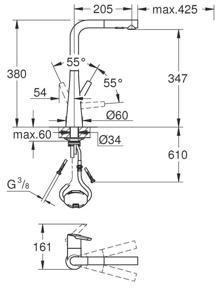 GROHE Rubinetto Cucina Miscelatore Monocomando con Doccetta Estraibile colore Cromo - 32553002