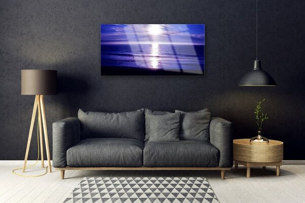 Quadro su vetro Paesaggio del sole del mare 100x50 cm 2 appendini