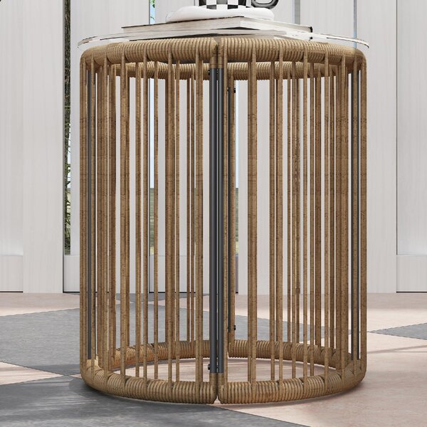 VivaGarden Salotto da Giardino con 2 Sedie e Tavolino con Cuscini in Rattan PE colore Legno/Nero