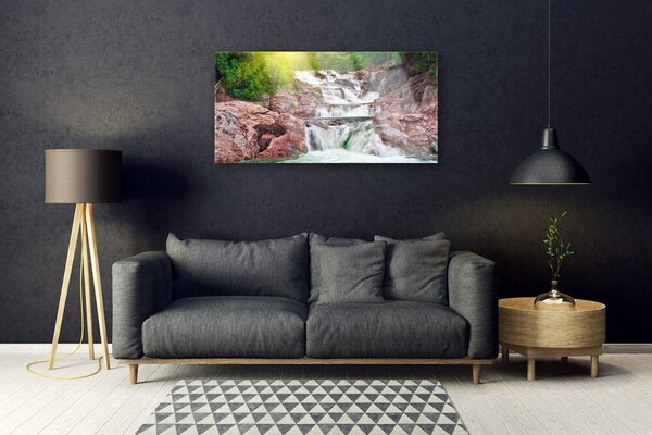 Quadro su vetro Cascata Natura 100x50 cm 2 appendini