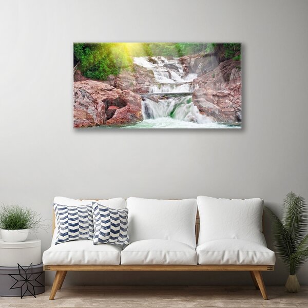Quadro su vetro Cascata Natura 100x50 cm 2 appendini
