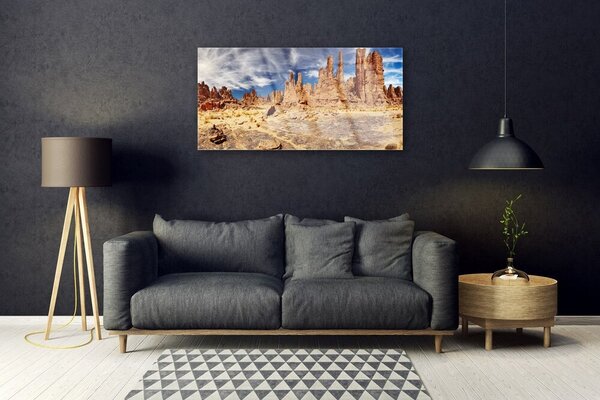 Quadro vetro Sabbia per paesaggi del deserto 100x50 cm 2 appendini