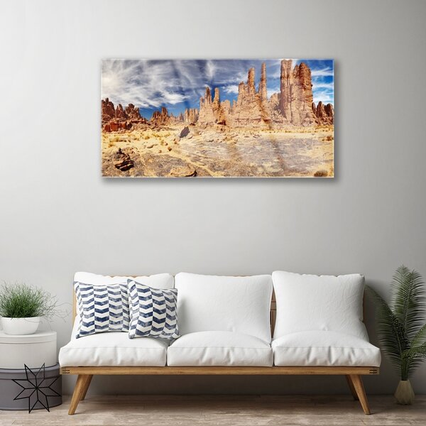 Quadro vetro Sabbia per paesaggi del deserto 100x50 cm 2 appendini