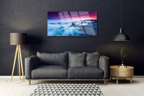 Quadro in vetro Paesaggio di Ocean Beach 100x50 cm 2 appendini
