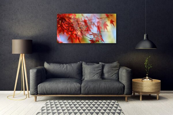 Quadro in vetro Foglie di natura 100x50 cm 2 appendini