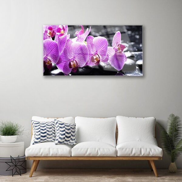 Quadro di vetro Fiore da parete 100x50 cm 2 appendini