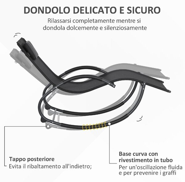 VivaGarden Sdraio da Giardino a Dondolo Cuscino Poggiatesta colore Nero