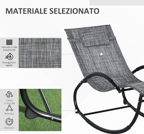 VivaGarden Sdraio da Giardino a Dondolo Cuscino Poggiatesta colore Grigio
