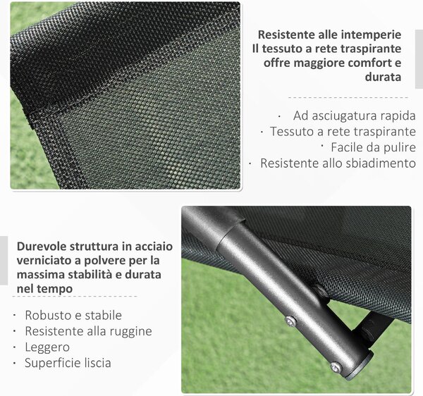 VivaGarden Sdraio da Giardino a Dondolo Cuscino Poggiatesta colore Nero