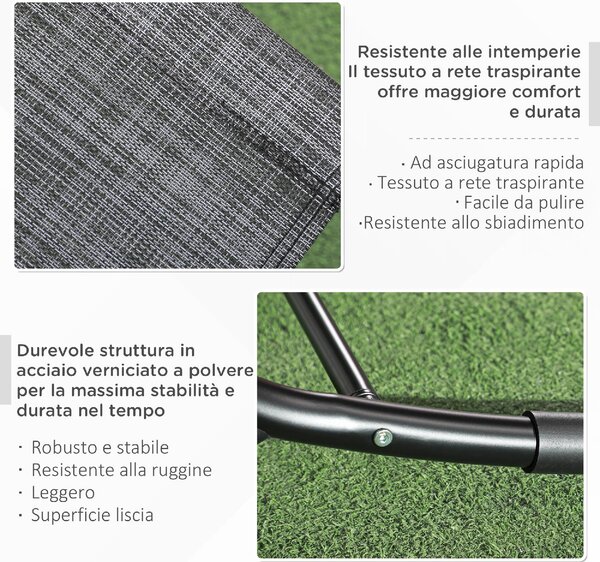 VivaGarden Sdraio da Giardino a Dondolo Cuscino Poggiatesta colore Grigio