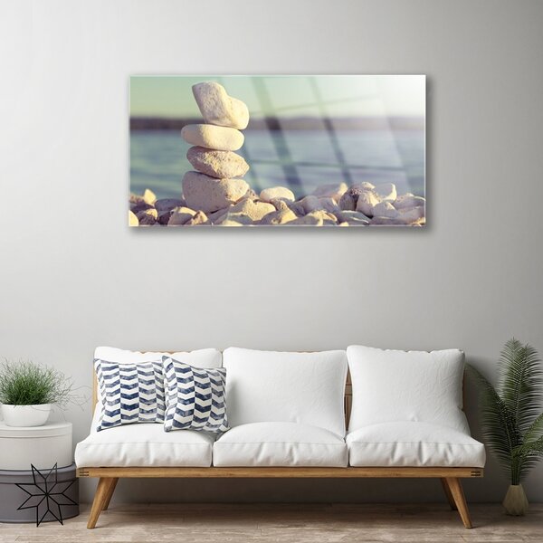 Quadro su vetro Pietre per il muro 100x50 cm 2 appendini