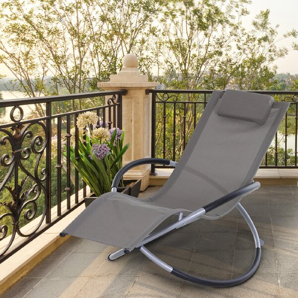 VivaGarden Sdraio da Giardino a Dondolo Cuscino Poggiatesta in Acciaio/Tessuto Dimensioni 154x80x84 cm colore Grigio