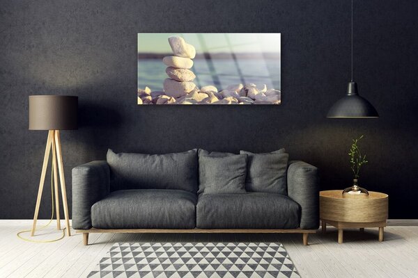 Quadro su vetro Pietre per il muro 100x50 cm 2 appendini
