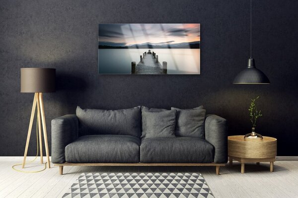 Quadro vetro Architettura del mare a ponte 100x50 cm 2 appendini