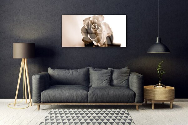 Quadro vetro Pianta di fiori di rosa 100x50 cm 2 appendini
