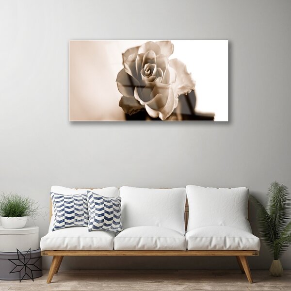 Quadro vetro Pianta di fiori di rosa 100x50 cm 2 appendini