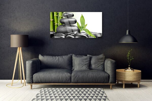 Quadro vetro Pietre Foglie Arte 100x50 cm 2 appendini