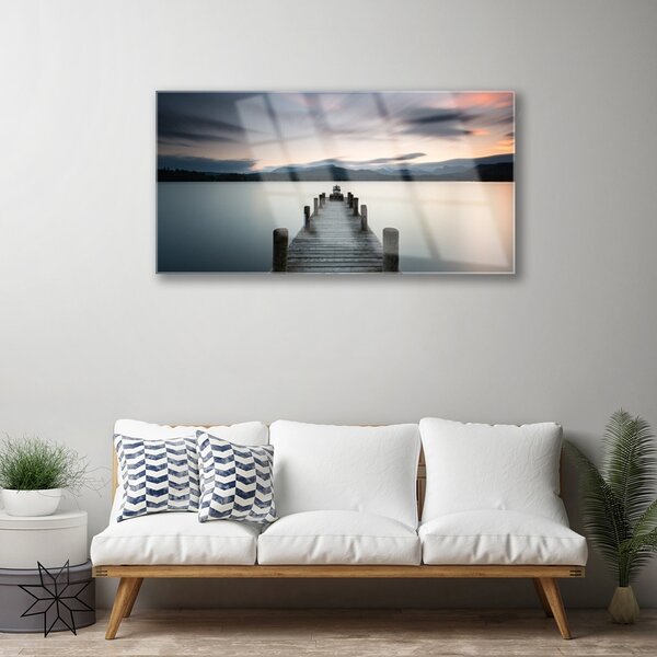 Quadro vetro Architettura del mare a ponte 100x50 cm 2 appendini