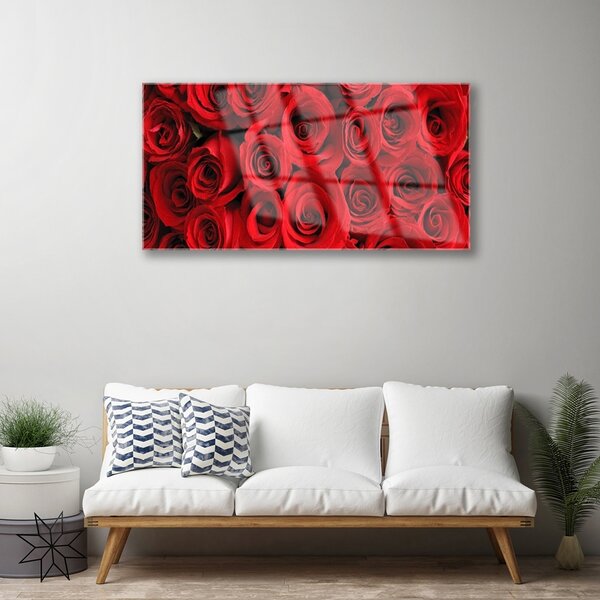 Quadro in vetro Fiori di rose 100x50 cm 2 appendini