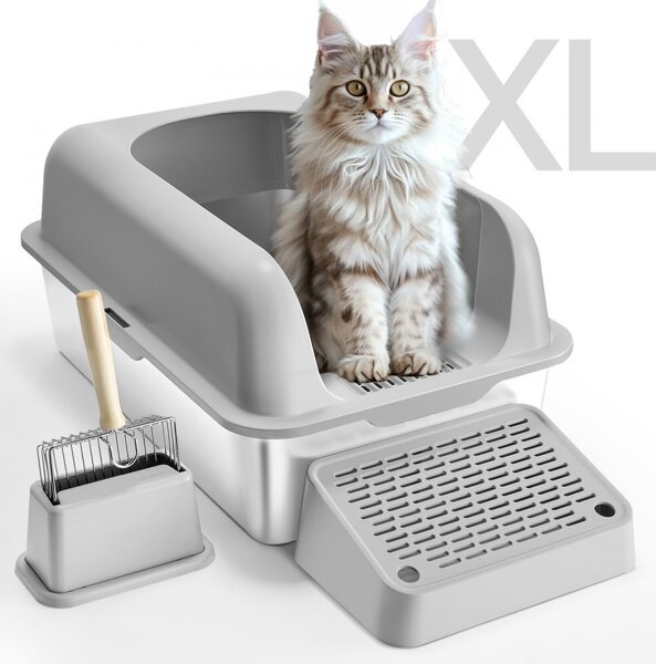 Lettiera aperta 152,4 mm - Lettiera per gatti grigio chiaro - Forniture per animali accessori per gatti