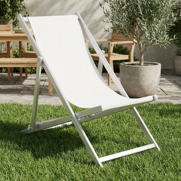 Domus Sdraio da Giardino Pieghevole Schienale Reclinabile in Alluminio/Textilene Dimensioni 83x57x108 cm colore Bianco - Ostia
