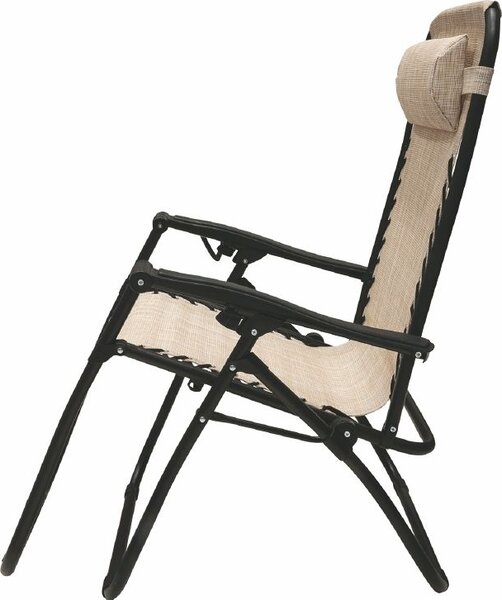 Galileo Sdraio da Giardino Pieghevole con Poggiagambe Schienale Reclinabile e Cuscino Poggiatesta in Metallo Dimensioni 65x90x108 cm colore Avorio 