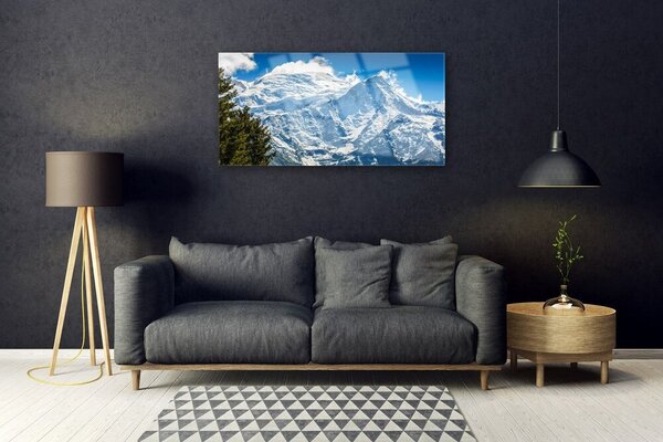 Quadro vetro Paesaggio di alberi di montagna 100x50 cm 2 appendini