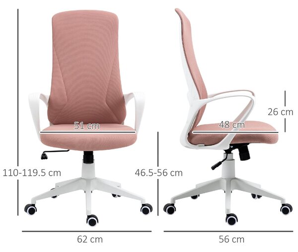 Icon Space Sedia da Ufficio con Ruote Braccioli e Poggiatesta colore Rosa
