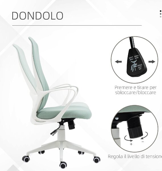 Icon Space Sedia da Ufficio con Ruote Braccioli e Poggiatesta colore Verde