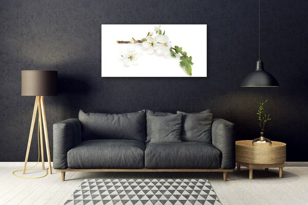 Quadro in vetro Fiore Ramo Natura Pianta 100x50 cm 2 appendini