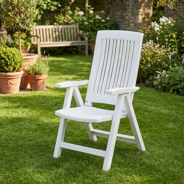 DIMAPLAST Sdraio da Giardino Pieghevole Schienale Reclinabile in Polipropilene Dimensioni 60x60x105 cm colore Bianco - Lucrezia