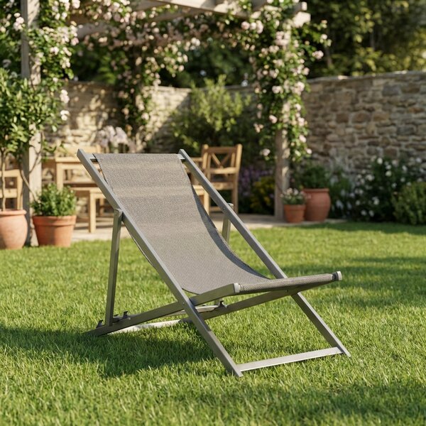Domus Sdraio da Giardino Pieghevole Schienale Reclinabile in Alluminio/Textilene Dimensioni 83x57x108 cm colore Tortora - Ostia