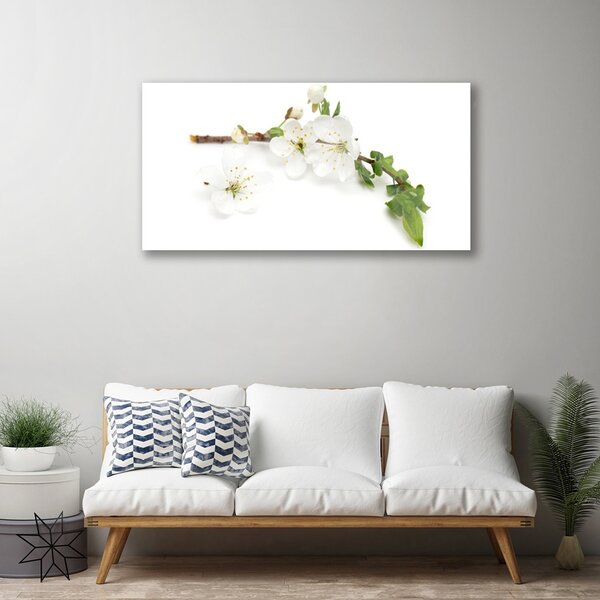 Quadro in vetro Fiore Ramo Natura Pianta 100x50 cm 2 appendini