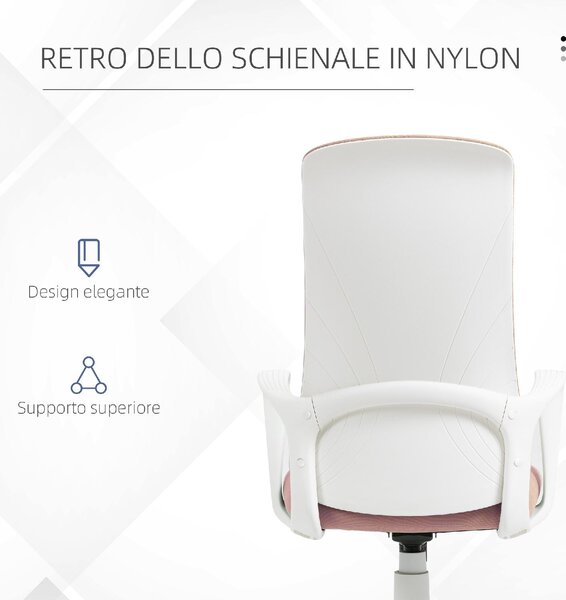 Icon Space Sedia da Ufficio con Ruote Braccioli e Poggiatesta colore Rosa