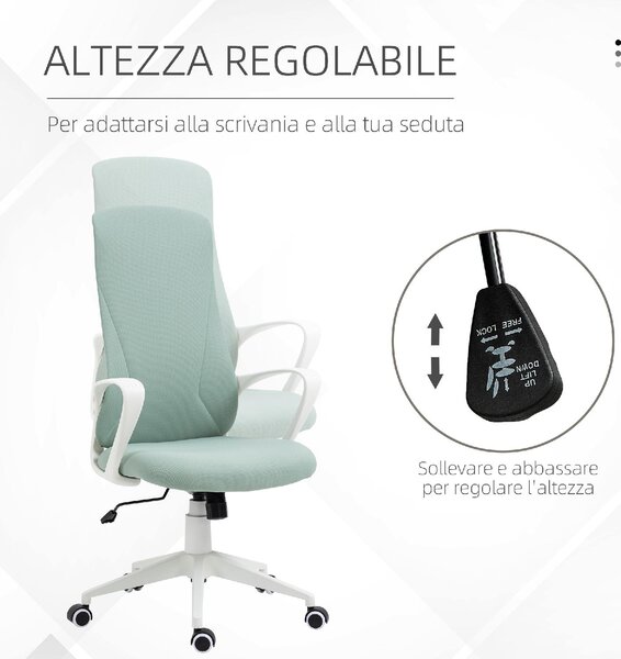 Icon Space Sedia da Ufficio con Ruote Braccioli e Poggiatesta colore Verde