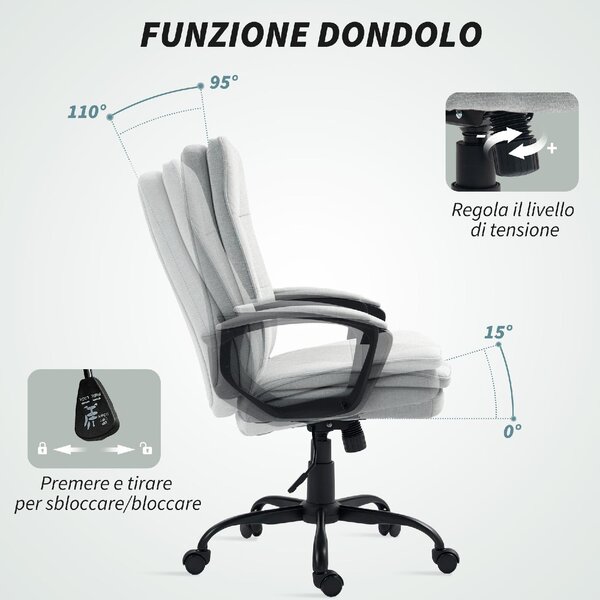 Icon Space Sedia da Ufficio con Ruote e Braccioli colore Grigio