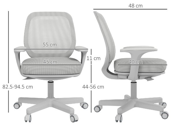 Icon Space Sedia da Ufficio con Ruote e Braccioli in Tessuto Mesh colore Grigio
