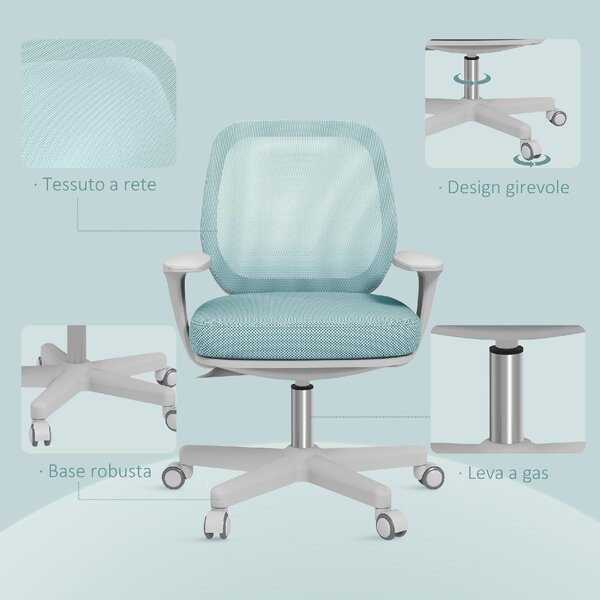 Icon Space Sedia da Ufficio con Ruote e Braccioli in Tessuto Mesh colore Verde Chiaro