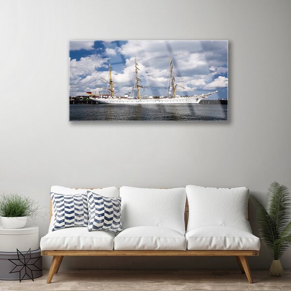 Quadro in vetro Barca Acqua Paesaggio 100x50 cm 2 appendini